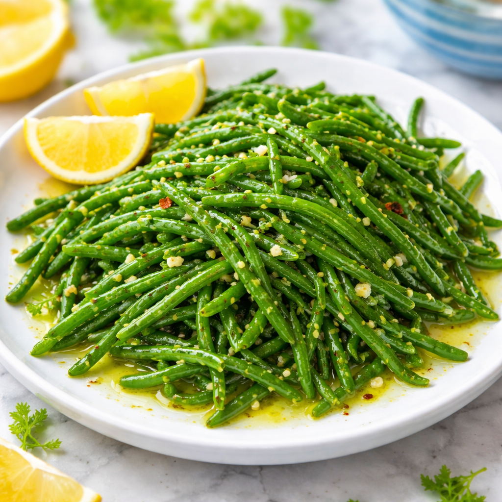 Deniz börülcesi salatası limon ve zeytinyağı ile