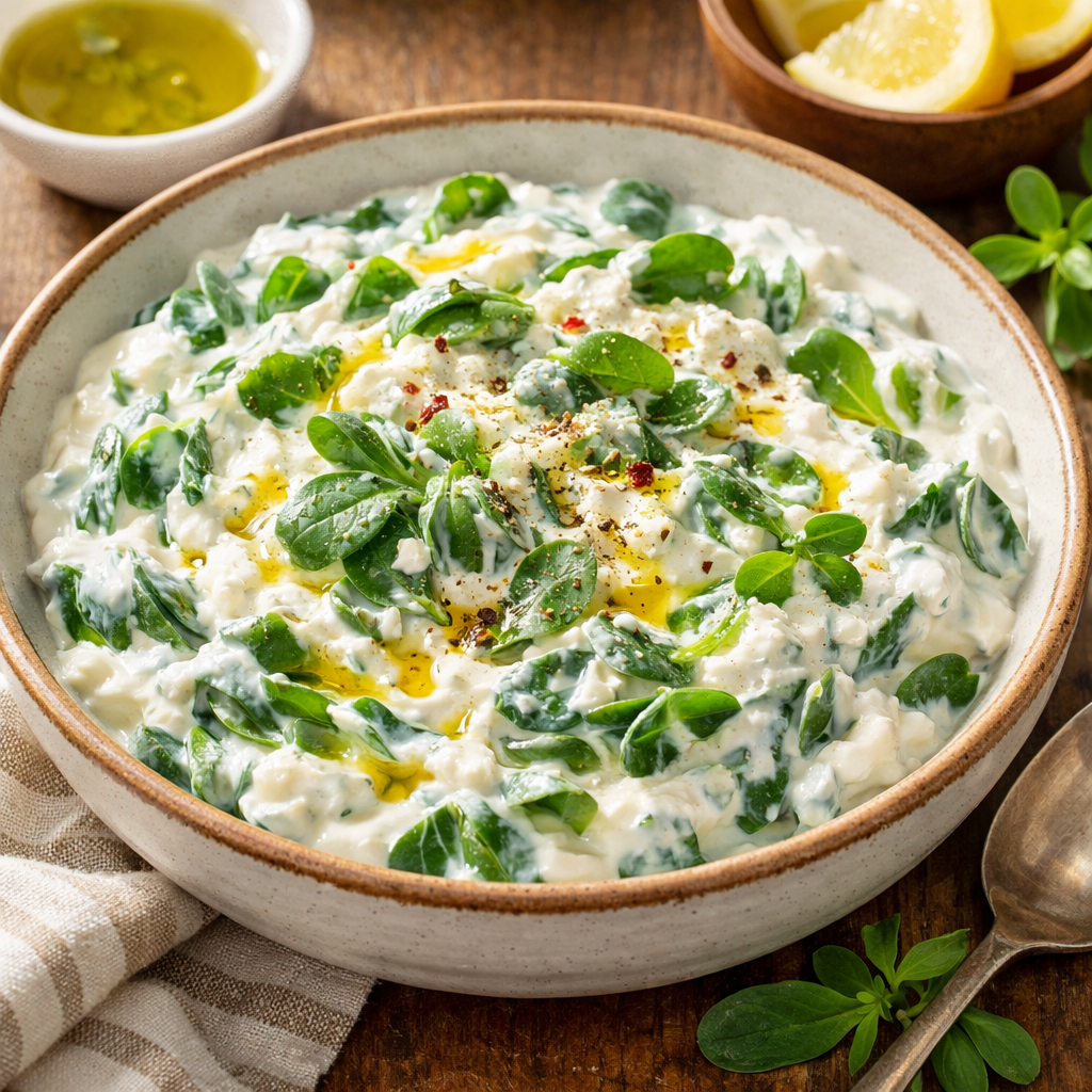Semizotu yoğurtlu meze kasede servis